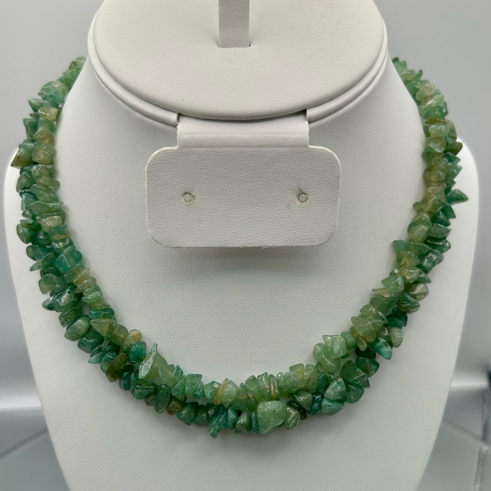 Jade Beaded Necklaces (2) Vintage Natural Chips
